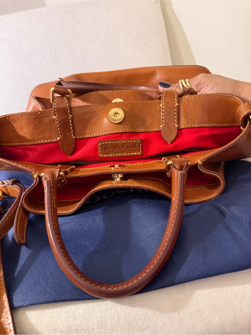 Dooney & Bourke Florentine Tan Leather Medium Shoulder Bag - Picture 14 of 16